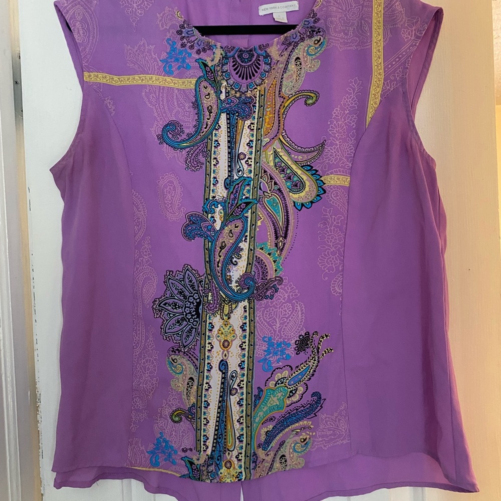 New York & Company Purple Paisley Blouse